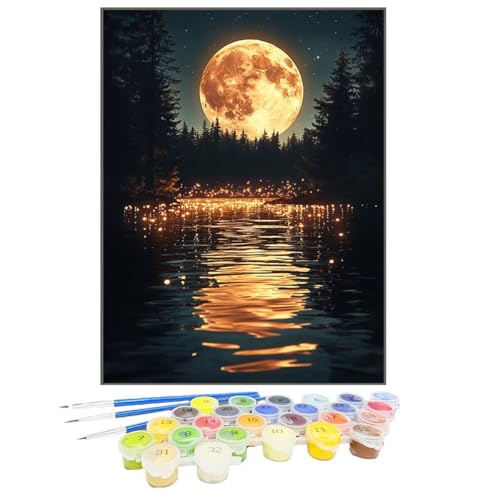 Malen Nach Zahlen Mond, Malen Nach Zahlen Kinder Baum, DIY Paint by Numbers Adult AnfäNger Handgemalt öLgemäLde Kit Bastelset mit Pinseln und Acrylfarben für Home Decor, Ohne Rahmen 100x135cm XT-Q von GUKUGEKO