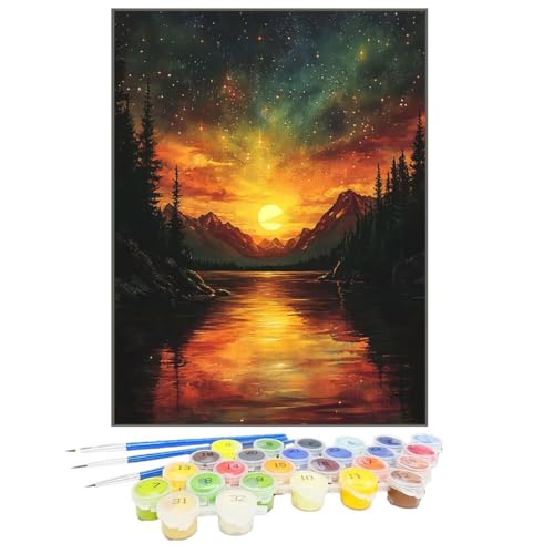 Malen Nach Zahlen Sonnenuntergang, Malen Nach Zahlen Kinder Landschaft, DIY Paint by Numbers Adult AnfäNger Handgemalt öLgemäLde Kit Bastelset mit Pinseln und Acrylfarben für Home Decor 100x135cm 30-5 von GUKUGEKO