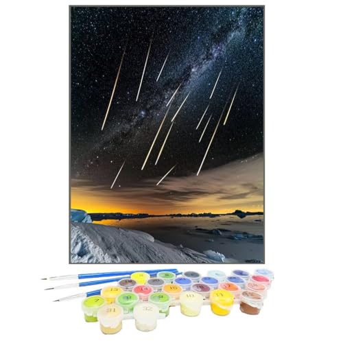 Malen Nach Zahlen Sternenhimmel, Malen Nach Zahlen Kinder Landschaft, DIY Paint by Numbers Adult AnfäNger Handgemalt öLgemäLde Kit Bastelset mit Pinseln und Acrylfarben für Home Decor 30x40cm 29-J von GUKUGEKO