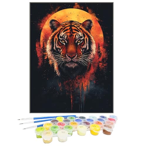 Malen Nach Zahlen Tiger, Malen Nach Zahlen Kinder Tier, DIY Paint by Numbers Adult AnfäNger Handgemalt öLgemäLde Kit Bastelset mit Pinseln und Acrylfarben für Home Decor, Ohne Rahmen 100x135cm FY-8 von GUKUGEKO