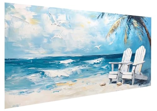 Meer Malen Nach Zahlen Erwachsene, Malen Nach Zahlen Baum Malen Nach Zahlen ab 11 Jahre Mädchen, DIY Bastelset Erwachsene Anfänger Acrylfarben Painting, Home Decor Asthetik, Rahmenlos 60x120 cm W-7205 von GUKUGEKO