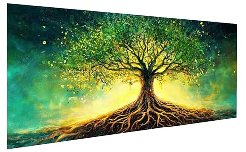 Pflanze Malen Nach Zahlen Erwachsene, Malen Nach Zahlen Baum Des Lebens Malen Nach Zahlen ab 11 Jahre Mädchen, DIY Bastelset Erwachsene Anfänger Painting für Home Decor, Rahmenlos 60x120 cm W-7169 von GUKUGEKO