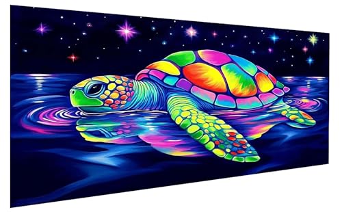 SchildkröTe Malen Nach Zahlen Erwachsene, Malen Nach Zahlen Tier Malen Nach Zahlen ab 15 Jahre Mädchen, DIY Bastelset Erwachsene Anfänger Acrylfarben Painting für Home Decor Asthetik 100x200 cm W-3249 von GUKUGEKO