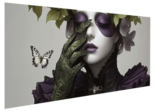 Schmetterling Malen Nach Zahlen Erwachsene, Malen Nach Zahlen Frau Malen Nach Zahlen ab 11 Jahre Mädchen, DIY Bastelset Erwachsene Anfänger Painting Home Decor Asthetik, Rahmenlos 60x120 cm W-7277 von GUKUGEKO