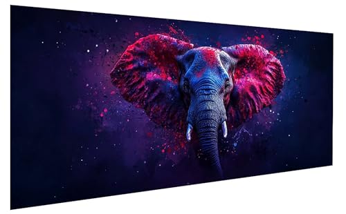 Tier Malen Nach Zahlen Erwachsene, Malen Nach Zahlen Elefant Malen Nach Zahlen ab 11 Jahre Mädchen, DIY Bastelset Erwachsene Anfänger Acrylfarben Painting für Home Decor, Rahmenlos 60x120 cm W-5063 von GUKUGEKO