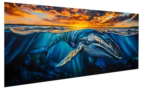 Tier Malen Nach Zahlen Erwachsene, Malen Nach Zahlen Fisch Malen Nach Zahlen ab 13 Jahre Mädchen, DIY Bastelset Erwachsene Anfänger Acrylfarben Painting für Home Decor, Rahmenlos 80x160 cm W-3121 von GUKUGEKO