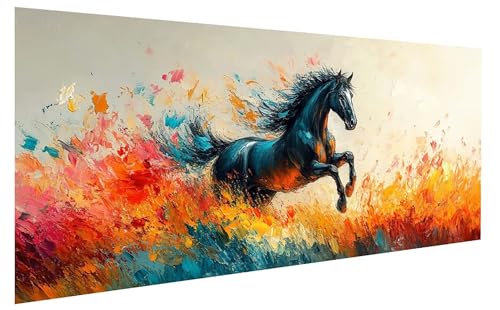 Tier Malen Nach Zahlen Erwachsene, Malen Nach Zahlen Horse Malen Nach Zahlen ab 10 Jahre Mädchen, DIY Bastelset Erwachsene Anfänger Acrylfarben Painting für Home Decor, Rahmenlos 50x100 cm W-6754 von GUKUGEKO