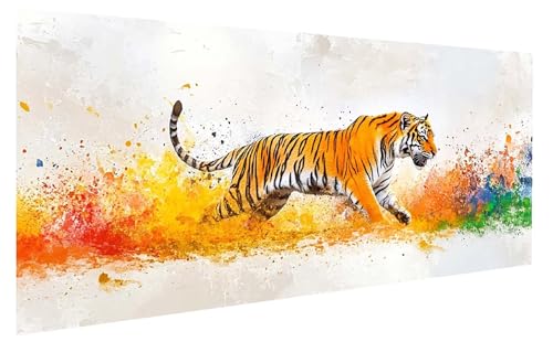 Tier Malen Nach Zahlen Erwachsene, Malen Nach Zahlen Tiger Malen Nach Zahlen ab 12 Jahre Mädchen, DIY Bastelset Erwachsene Anfänger Acrylfarben Painting für Home Decor, Rahmenlos 70x140 cm W-5226 von GUKUGEKO