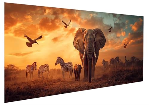 Wiese Malen Nach Zahlen Erwachsene, Malen Nach Zahlen Elefant Malen Nach Zahlen ab 12 Jahre Mädchen, DIY Bastelset Erwachsene Anfänger Acrylfarben Painting für Home Decor Asthetik 70x140 cm W-7188 von GUKUGEKO