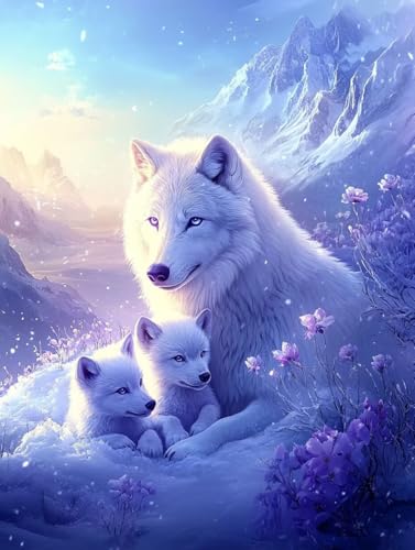 Wolf Diamond Painting Erwachsene Groß XXL 60x80 cm, 5D Diamond Painting Winter, DIY Diamond Painting Set Runde Steine Crystal Art Mosaikherstellung Malerei für Wand Asthetisch Home Décor Gifts G-374 von GUKUGEKO