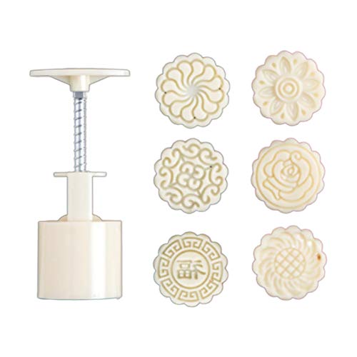 GUMEI 75g Mooncake Mould Cookies Mold 6 Stück Blumenstempel Handpresse Moon Cake Gebäckform Bakeware DIY Tools von GUMEI