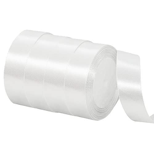 GUO-YING 4Pcs 22m x 2cm Satinband Weiss,Geschenkband, Dekoration Schleifenband, Stoffband für Hochzeit, Taufe und Geburtstag Geschenke (Weiß) von GUO-YING