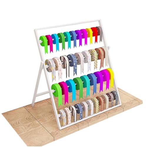 GUODDM Organizer-Halter Für Bastelbänder, 4-stufiger Präsentationsständer Aus Metall Für Geschenkbänder Mit Abnehmbarer Stange, Moderne Tisch-Aufbewahrungsregale Für Den Gewerblichen Bereich(Q2) von GUODDM