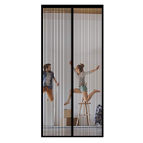 GUOGAI Fliegengitter Magnet Tur Balkontür 100x235cm(39x93inch) mit Heavy Duty Mesh Fliegenvorhang Moskitonetz Moskitonetz Magnetverschluss für Balkontür Terrassentür Schiebetür, Schwarz A von GUOGAI