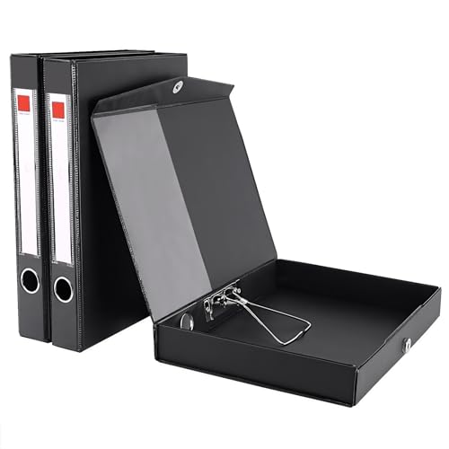 GUOKOFF 3 Stück A4 Archivbox, Archiv-Schachtel mit 45mm Breit Rücken, Aktenkarton A4 mit Deckel, A4 Archivbox Heftbox Dokumentenbox (Schwarz) von GUOKOFF