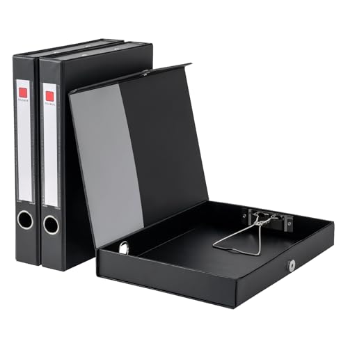 GUOKOFF 3 Stück Archivbox A4, Archiv-Schachtel mit 45mm Breit Rücken, Aktenkarton A4 mit Deckel, A4 Archivbox Heftbox Dokumentenbox für Büro, Schule (Schwarz) von GUOKOFF