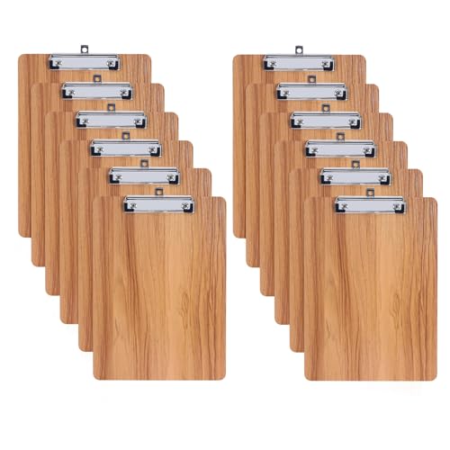 GUOKOFF Klemmbrett Holz A4, 12 Stück Klemmbrett A4, Schreibbrett Klemmbrett mit Metalklemme, Schreibplatte Klemmbretter Clipboard DIN A4 von GUOKOFF