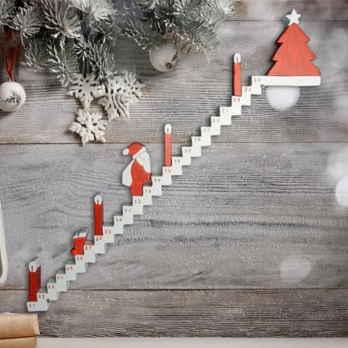 GUOMIYOYO 3 Stück Holz-Treppenkletter-Weihnachts-Adventskalender 2024, 24-Tage-Weihnachtsmann, Weihnachts-Countdown-Kalender, Schreibtischdekoration von GUOMIYOYO