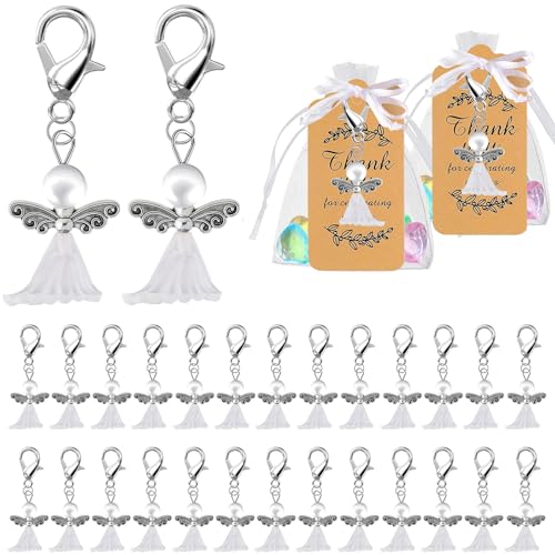 GUOSIYAO Schutzengel Schlüsselanhänger Schutzengel Anhänger 50Stk Engel Anhänger Selber Machen Set Engel Basteln Perlen Set Perlenengel Basteln Set Für DIY Schmuck Basteln Geschenk Hochzeit von GUOSIYAO