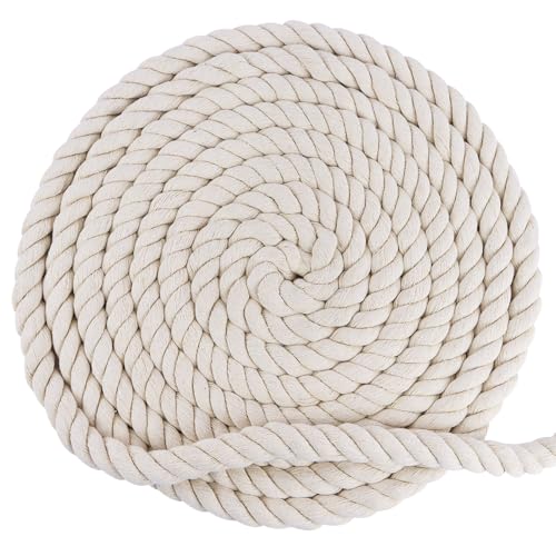 Makramee Garn Kordelband Baumwollkordel 10 mm x 10 m Seil Originalweiß Tau Seil Rope Garn Kordelband Baumwollseil Geeignet für Handlaufseil DIY wandhängende Traumfänger Hund Spielzeug Seil (10MM 10M) von GUOSIYAO