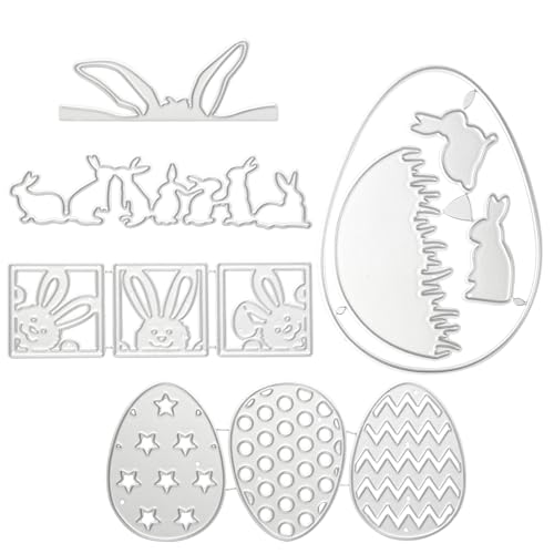 5 Set Ostern Stanzschablonen Prägeschablone Stanzformen, Osterhase Ostereier Prägeschablonen Stanze für DIY handgemachte Scrapbooking, Grußkarten, Handwerk und Ostergeschenk Dekorationen von GUOYIHUA