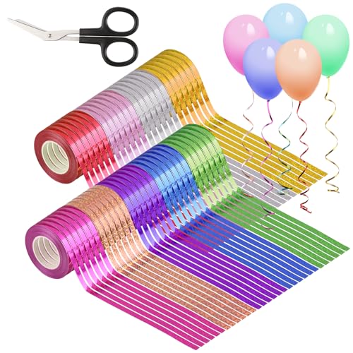 5mm*10m/Rolle Ballon Geschenkband, 54 Stück Schleifenband Coloré, 9 Farben Geschenkbänder für Geburtstagsparty Dekorationen, Verpackungen für Blumengeschäfte, Hochzeitsgeschenke Verpacken von GUOYIHUA