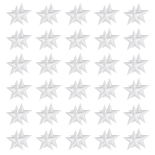GUOYIHUA 60 Stück Sterne Patches Zum Aufbügeln, Sterne bestickte Aufnäher, Mini Aufbügel Patches, Star Sticker Zum Aufbügeln, 2.9cm Bügel Patches, Bügelpatches für T-Shirts, Jeans, Röcke, Hüte von GUOYIHUA