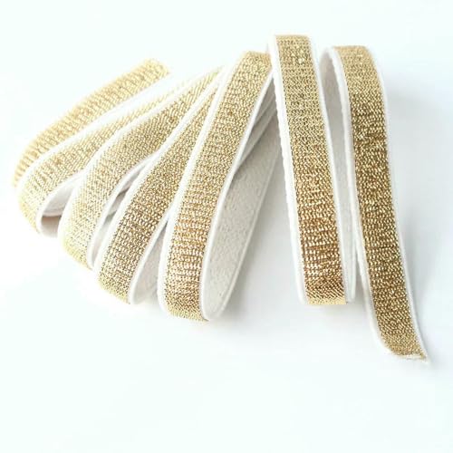 GUOZHAN 1 m/10–40 mm Goldfaden und Silberfaden, flaches Gummiband, zum Nähen, Nylon-Gummiband, DIY-Kleidung, Gürtel, Schmuck, Nähzubehör von GUOZHAN