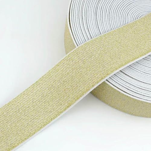 GUOZHAN 2/5/10 Meter 10–50 mm Gold/Silber Seiden-Elastikband Glitzer-Gummiband DIY Bund Kleidergürtel Nähzubehör von GUOZHAN