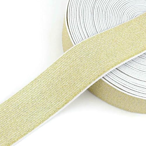 GUOZHAN 5/10 Meter Glitzer Gold Silber Gummibänder 10-50mm Nylon Bund Weiches Gummiband Kleidungsstück Hosen Rock Gürtel Nähzubehör von GUOZHAN