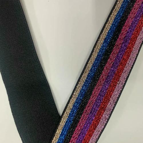 GUOZHAN 5/10 Yards Glitzer Regenbogen Streifen Gummiband 25mm/40mm bunt Dicker Bund DIY Handarbeit Nähen Kleidungsstück Hosen Kleid von GUOZHAN