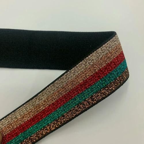 GUOZHAN 5/10 Yards Glitzer Regenbogen Streifen Gummiband 25mm/40mm bunt Dicker Bund DIY Handarbeit Nähen Kleidungsstück Hosen Kleid von GUOZHAN