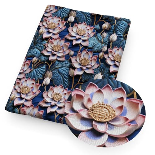 GUOZHAN 50 * 145 cm Lotus Imitieren 3D Stil Druck Blume Polyester Baumwolle Stoff Tissue Nähen Quilten Stoffe Handarbeiten DIY Handmade von GUOZHAN