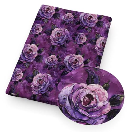 GUOZHAN 50 * 145 cm Pureple Blume 3D Floral Imitation Gedruckt Polyester/Reine Baumwolle Stoff Patchwork Nähen Quilt Stoff Handarbeit Tuch von GUOZHAN