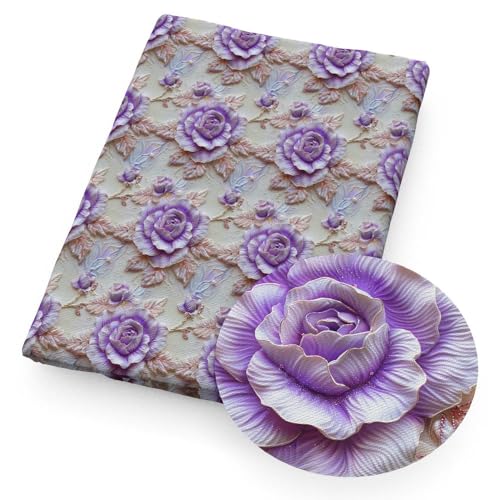 GUOZHAN 50 * 145 cm Pureple Blume 3D Floral Imitation Gedruckt Polyester/Reine Baumwolle Stoff Patchwork Nähen Quilt Stoff Handarbeit Tuch von GUOZHAN