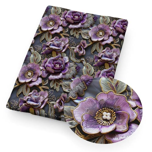 GUOZHAN 50 * 145 cm Pureple Blume 3D Floral Imitation Gedruckt Polyester/Reine Baumwolle Stoff Patchwork Nähen Quilt Stoff Handarbeit Tuch von GUOZHAN