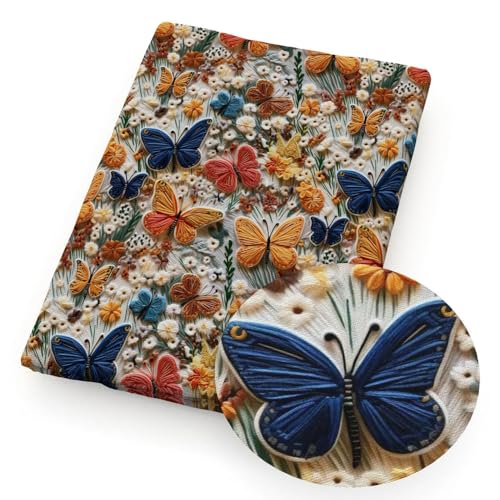 GUOZHAN 50 * 45 cm Blume Schmetterling Tier Nachahmung Stickerei Spitze Wie-3D Gedruckt Muster Quilten Polyester Baumwolle Stoff DIY Handwerk von GUOZHAN