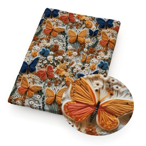 GUOZHAN 50 * 45 cm Blume Schmetterling Tier Nachahmung Stickerei Spitze Wie-3D Gedruckt Muster Quilten Polyester Baumwolle Stoff DIY Handwerk von GUOZHAN