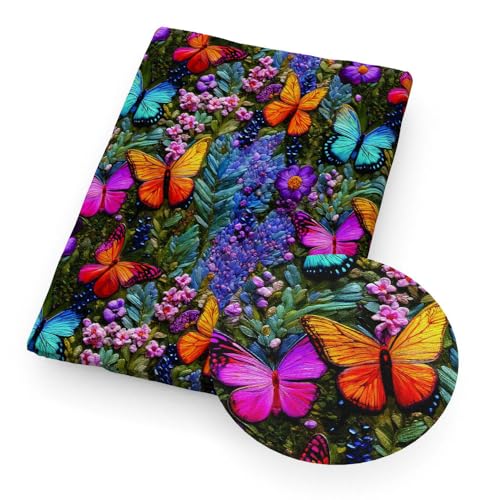 GUOZHAN 50 * 45 cm Blume Schmetterling Tier Nachahmung Stickerei Spitze Wie-3D Gedruckt Muster Quilten Polyester Baumwolle Stoff DIY Handwerk von GUOZHAN