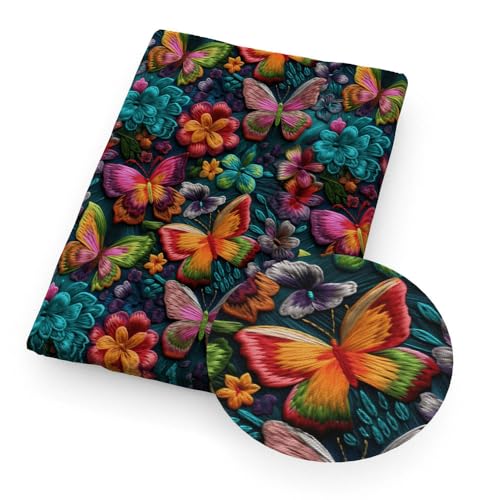 GUOZHAN 50 * 45 cm Blume Schmetterling Tier Nachahmung Stickerei Spitze Wie-3D Gedruckt Muster Quilten Polyester Baumwolle Stoff DIY Handwerk von GUOZHAN