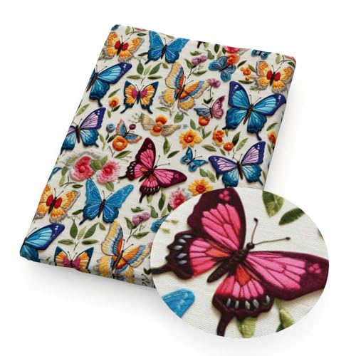 GUOZHAN 50 * 45 cm Blume Schmetterling Tier Nachahmung Stickerei Spitze Wie-3D Gedruckt Muster Quilten Polyester Baumwolle Stoff DIY Handwerk von GUOZHAN