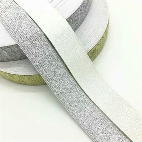 GUOZHAN Gold Silber Nylon Elastische Bänder 25mm 40mm Breite Elastische Band Für Kleidungsstück Hosen Nähen DIY Zubehör 1meter von GUOZHAN