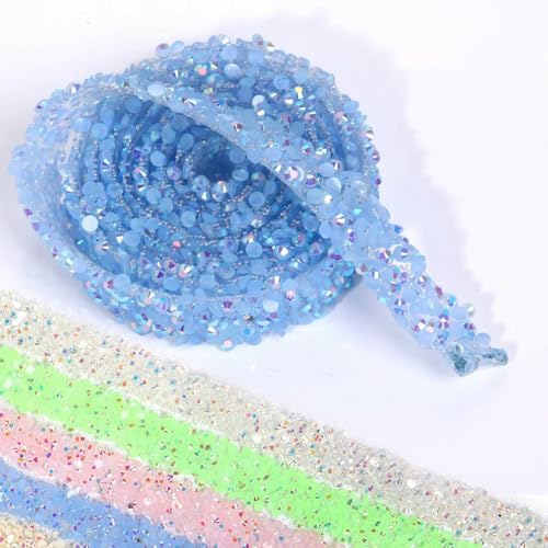 GUOZIF 1 Yard, Selbstklebender 12 mm Strass-Perlenbesatz, buntes Strassband aus Kunstharz zum Aufkleben auf eine Kette für selbstgemachte Kleidungsstücke, Schuhe, Deko von GUOZIF