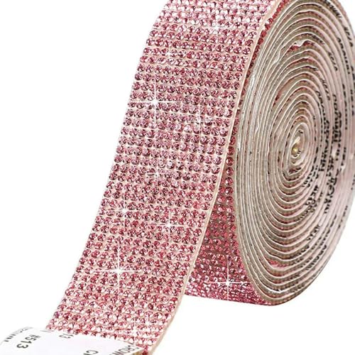 GUOZIF 1 Yard Selbstklebender Kristall-Strass-Aufkleber, Diamantband, DIY-Aufkleber, Strasssteine, Kunsthandwerk, Auto-Telefon-Dekoration, 4 Reihen von GUOZIF