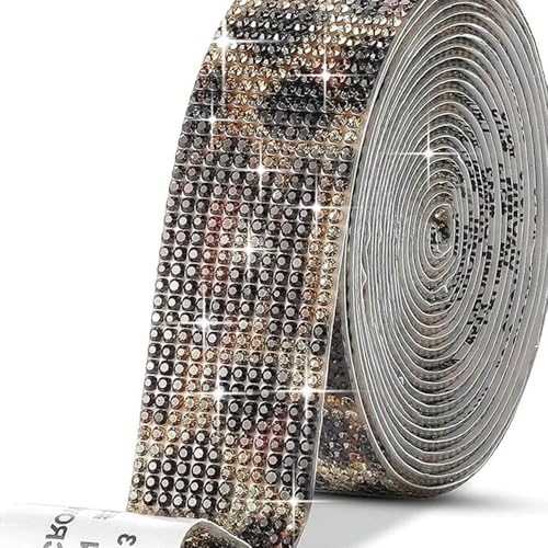 GUOZIF 1 Yard Selbstklebender Kristall-Strass-Aufkleber, Diamantband, DIY-Aufkleber, Strasssteine, Kunsthandwerk, Auto-Telefon-Dekoration, 4 Reihen von GUOZIF