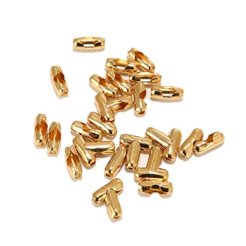 GUOZIF 100 Stück Goldfarbene Kugelkettenschnallen aus Edelstahl mit Verschlüssen, passend für 1,5 mm/2,4 mm/3 mm Perlenkugelketten für DIY-Schmuck von GUOZIF