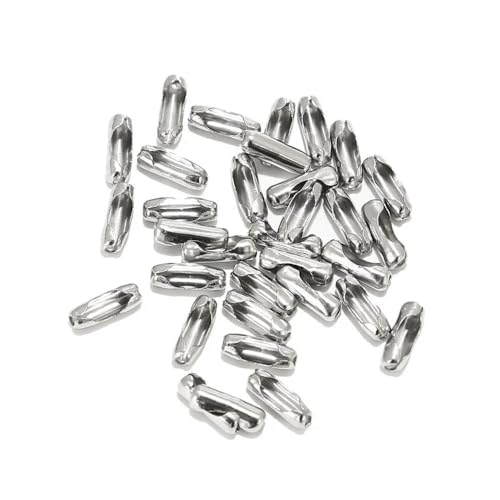 GUOZIF 100 Stück Goldfarbene Kugelkettenschnallen aus Edelstahl mit Verschlüssen, passend für 1,5 mm/2,4 mm/3 mm Perlenkugelketten für DIY-Schmuck von GUOZIF