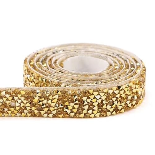 GUOZIF 2 Yards Selbstklebende Strasssteine Trim Glitter Kristall Band Strass Band Kette Strass Trim für DIY Handwerk Dekorationen von GUOZIF