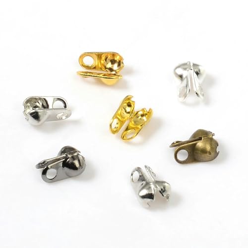 GUOZIF 200 Teile/los Gold Kupfer Kalotten Crimps Perlen Fit Kugelkette Verschluss Anschlüsse Für DIY Schmuck Machen Lieferungen 1,5 2,4 3,2mm von GUOZIF