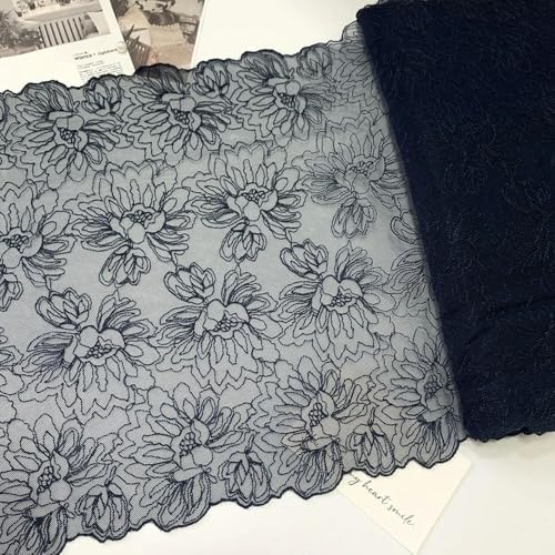 GUOZIF 30 Yards Navy Zwei Töne Stickerei Floral Spitze Trim Rock Saum Unterwäsche Nähen Material Handwerk DIY Bekleidung Stoffe Spitze von GUOZIF